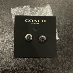 Coach Open Circle Stone Stud Earrings